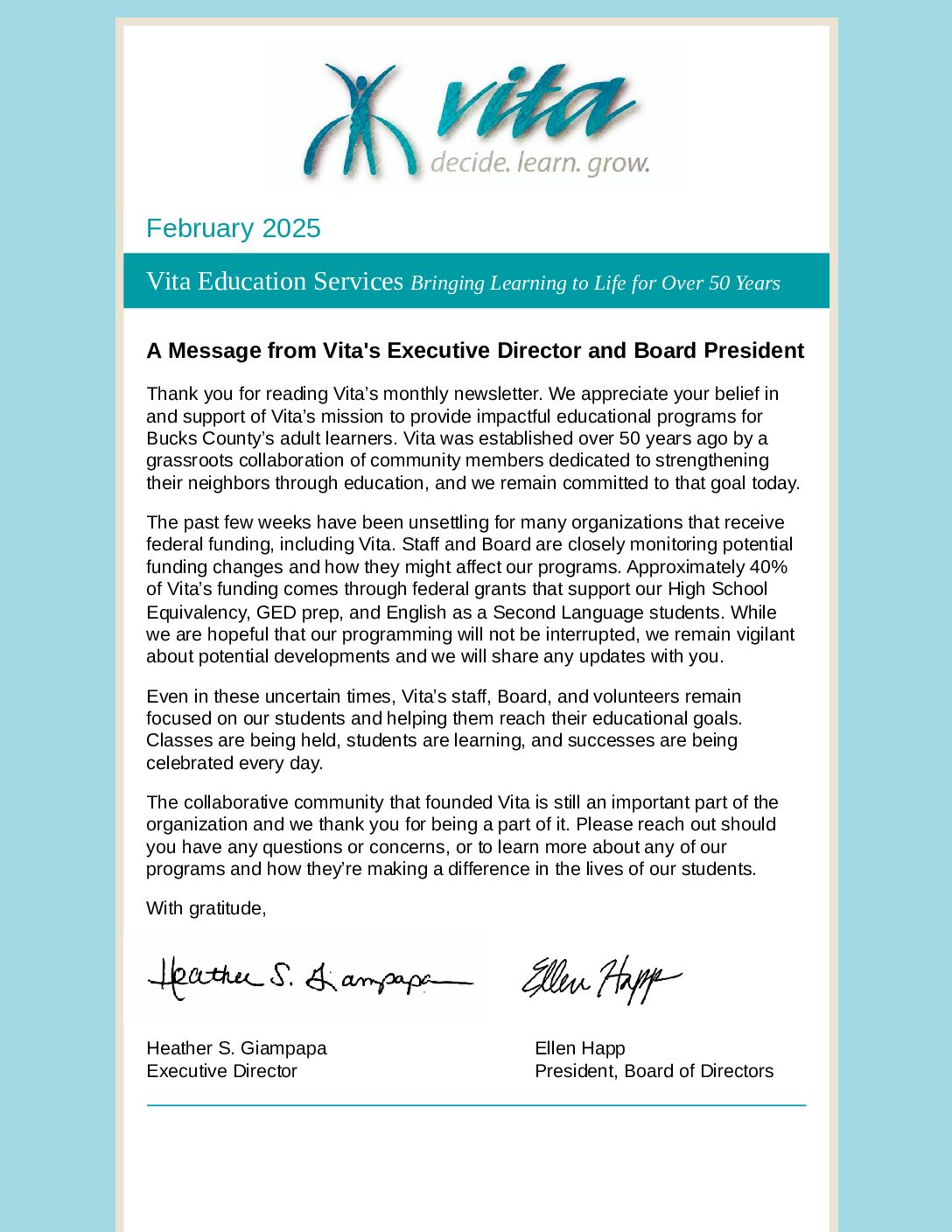 Thumbnail of the first page of 'Newsletter – February 2025'