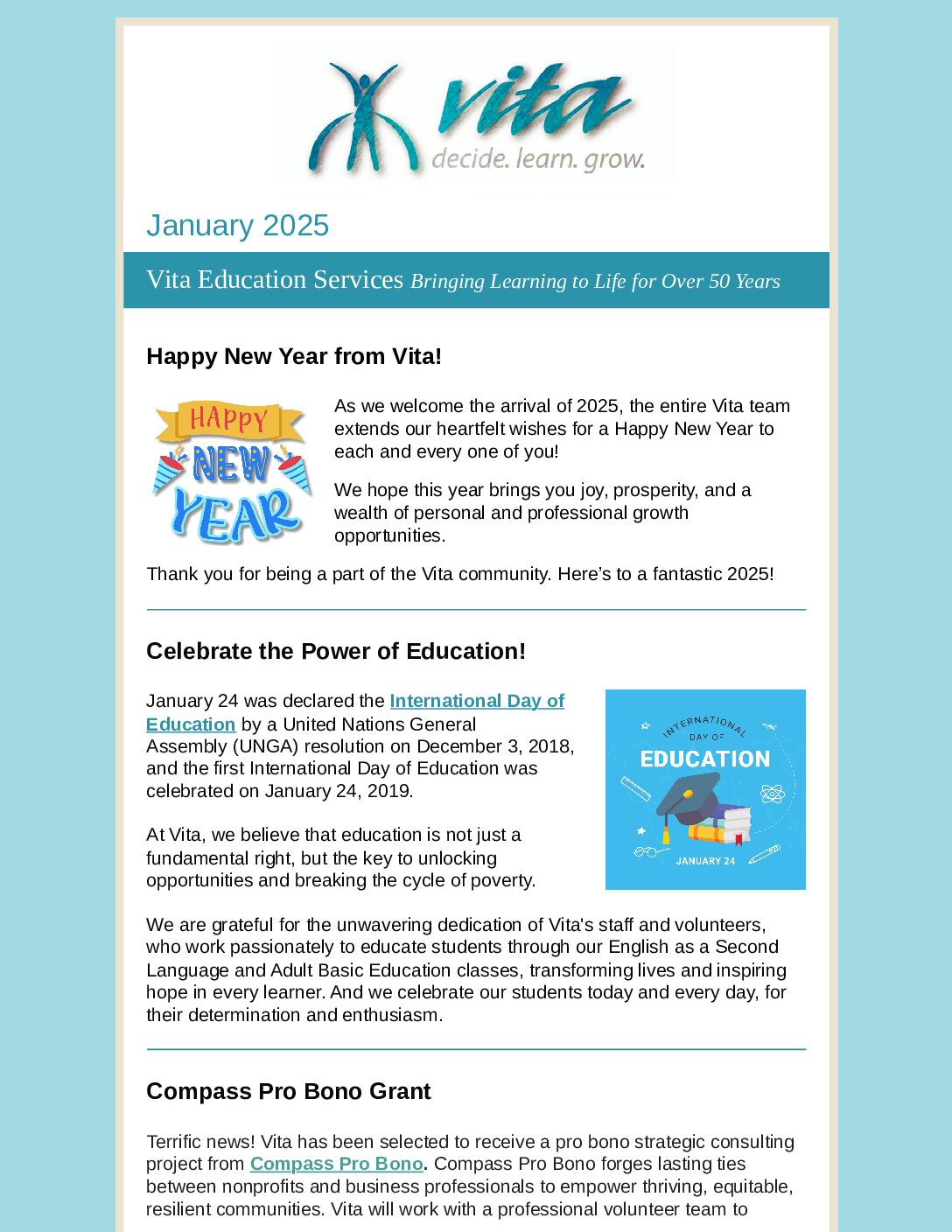 Thumbnail of the first page of 'Newsletter – January 2025'