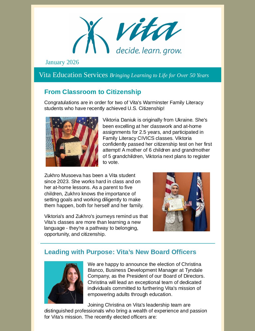 Thumbnail of the first page of 'Newsletter – January 2026'